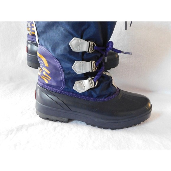 Vtg Sorel Hand Crafted Natural Rubber Women's Blue & Purple Laces Boots Size 7 - Picture 6 of 9